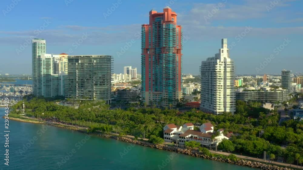 Aerial far shot of the Miami Beach half marathon South Pointe Park Aerial far shot of the Miami Beach half marathon South Pointe Park
