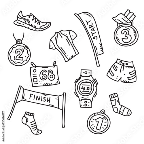 Vector illustration of sport accessories for run