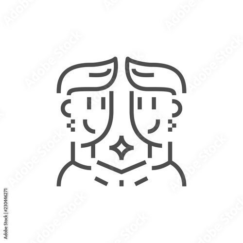 Simple astrology icon. Premium horoscope symbol.Zodiac vector illustrations. Line gemini sign.