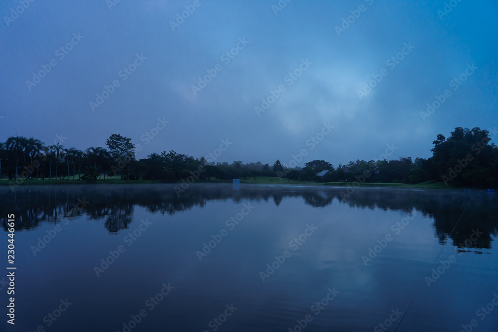 An early morning  view of the River in Resort at Chaingmai .