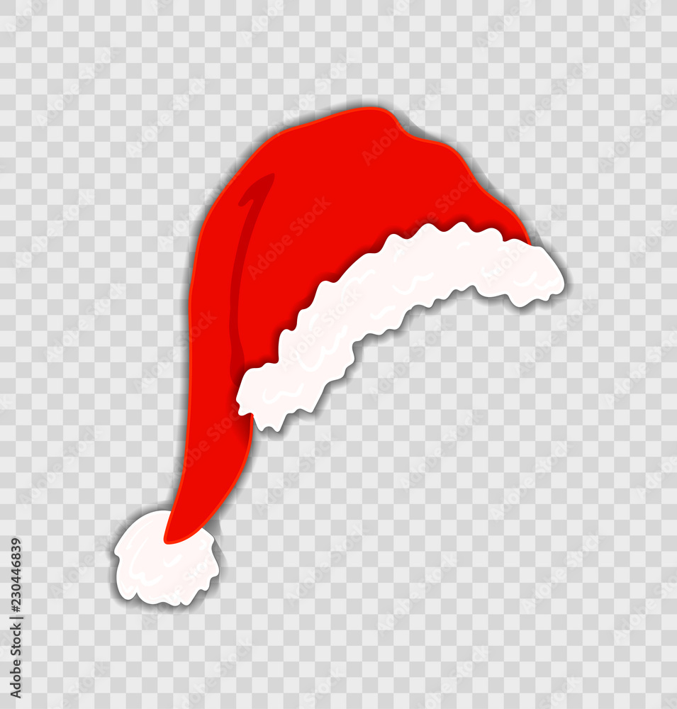 Vector Santa’s Hat Isolated on Transparent Background, Christmas