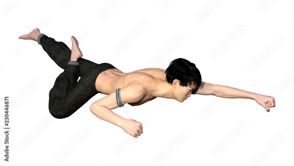 Obraz premium 3D Rendering Fighting Monk on White