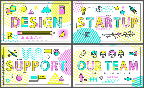 Design and Our Team Collection Vector Illustration