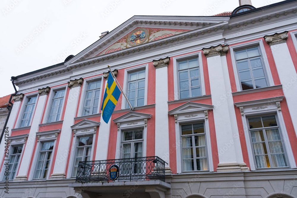 Obraz premium Swedish Embassy building on Pikk street in Tallinn Old town