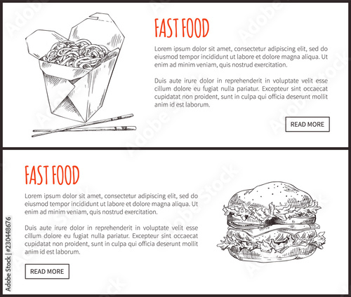 Chinese Noodle and American Burger Graphic Art