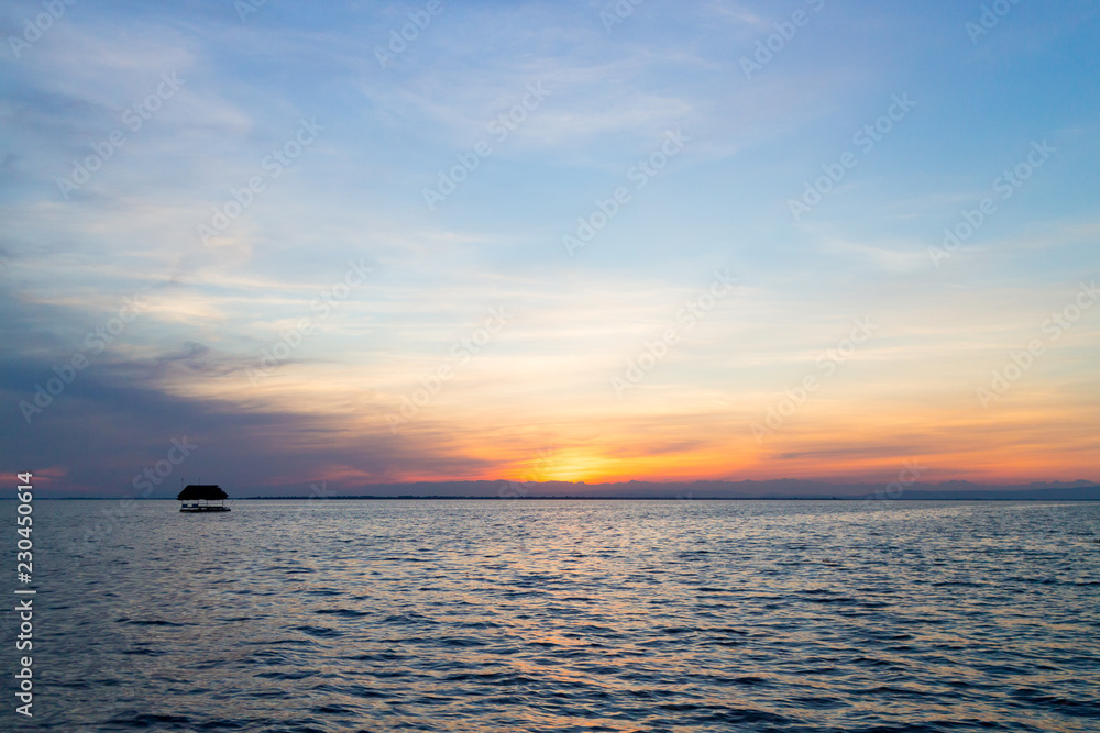 Fototapeta premium Beautiful twilight sky after sunset at the sea