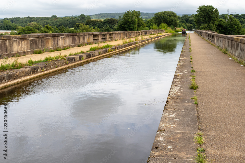 Lune Aqueduct - built in 1797 to carry the Lancaster Canal over the River Lune, UK. The artificial channel is built 202 metres 53 feet) above  the river.