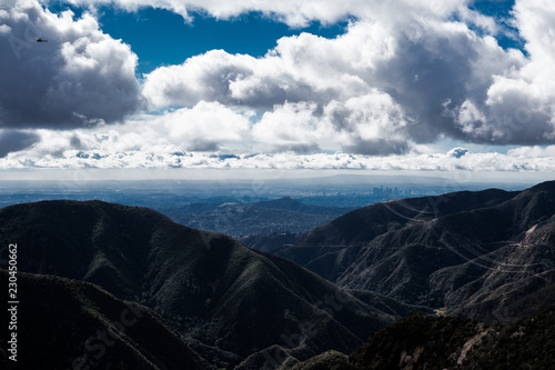 Mountain landscape with city in distance