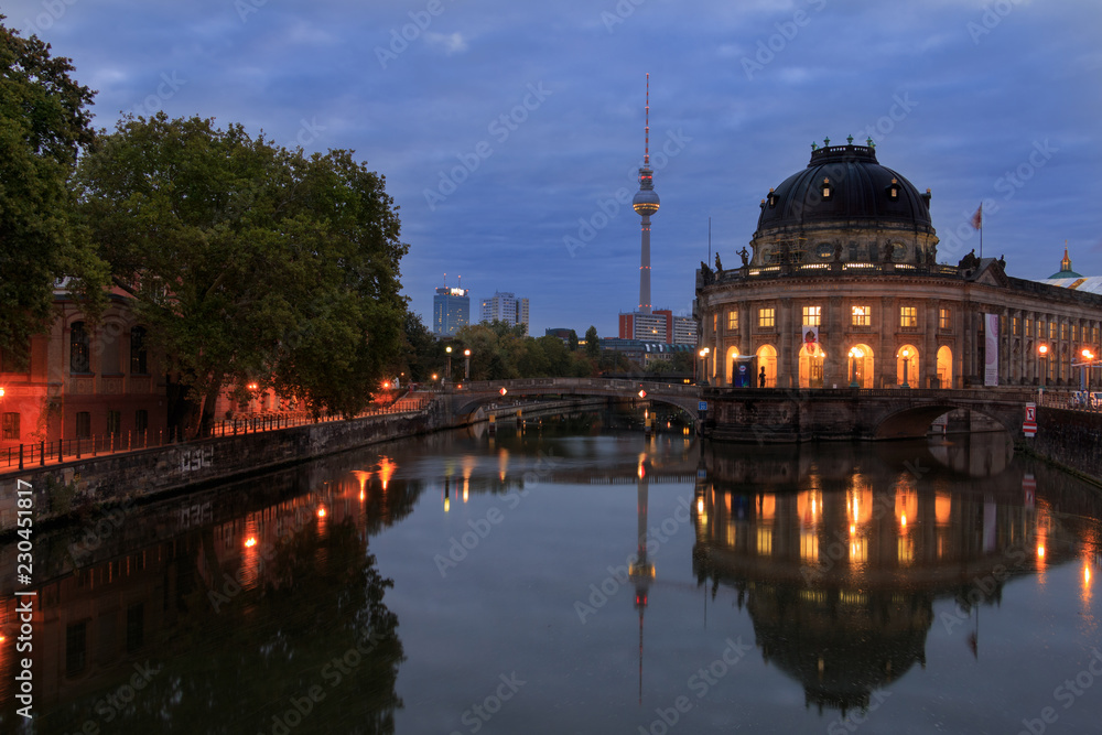 Sunrise in Berlin with TV tower and Museum isle