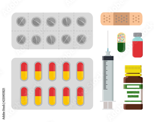 Medicine Set with Blister Vector Illustration