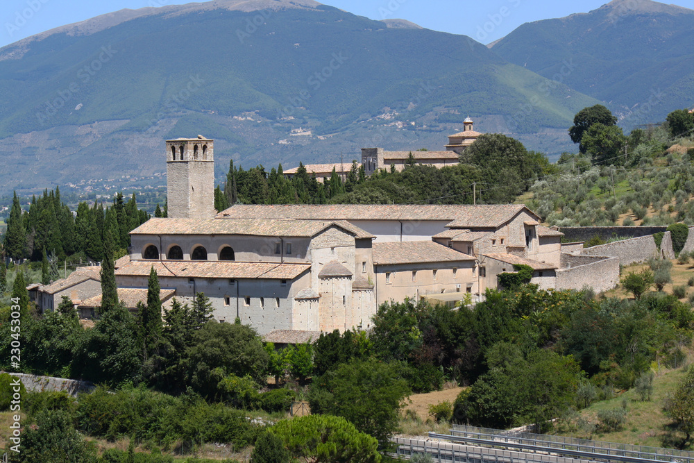 View of San Ponziano Abbey Spoleto, Umbria, Italy