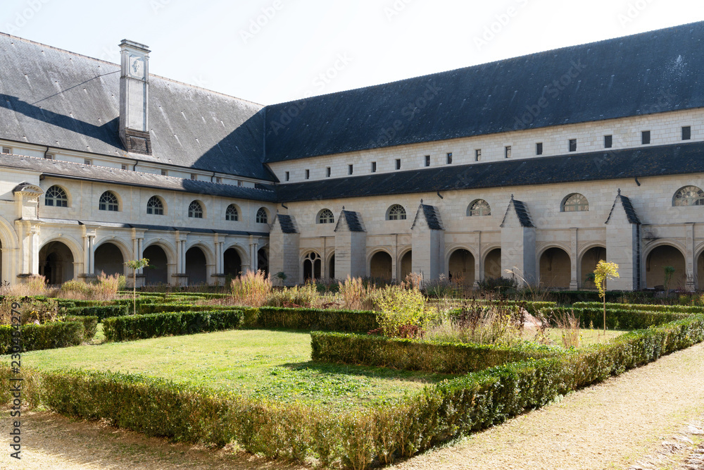 Inside the Abbey of Fontevraud, the cloister forms the center of the Grand-Moûtier monastery