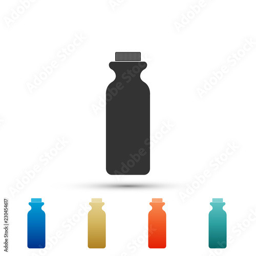 Bottle with medical pills icon isolated on white background. Tablets symbol. Health care. Set elements in colored icons. Flat design. Vector Illustration