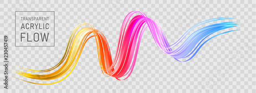 Colorful flow poster transparent brush stroke wave