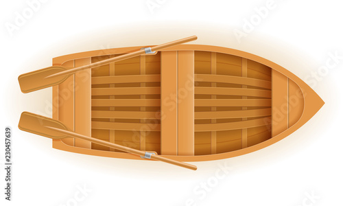 wooden boat top view vector illustration