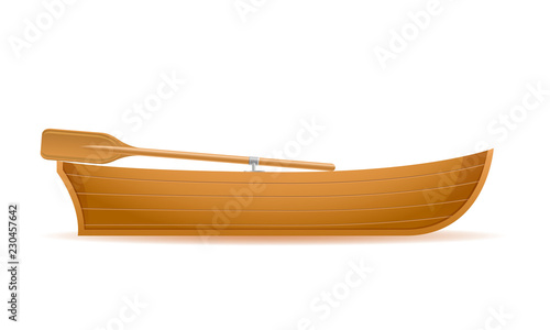 Obraz na plátně wooden boat side view vector illustration