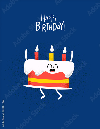 Funny Happy birthday card cake with candles