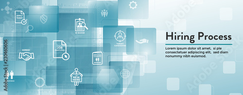 New Employee Hiring Process icon set and Web Header Banner