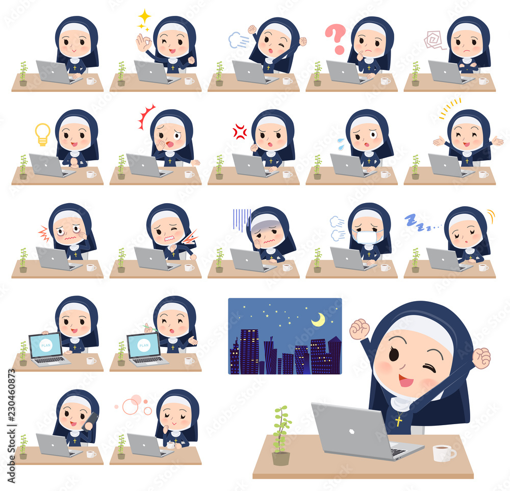 Nun women_desk work Nun women_desk work