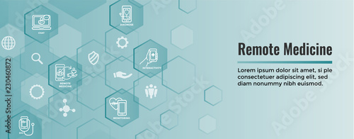 Telemedicine abstract idea with icons illustrating remote health and software