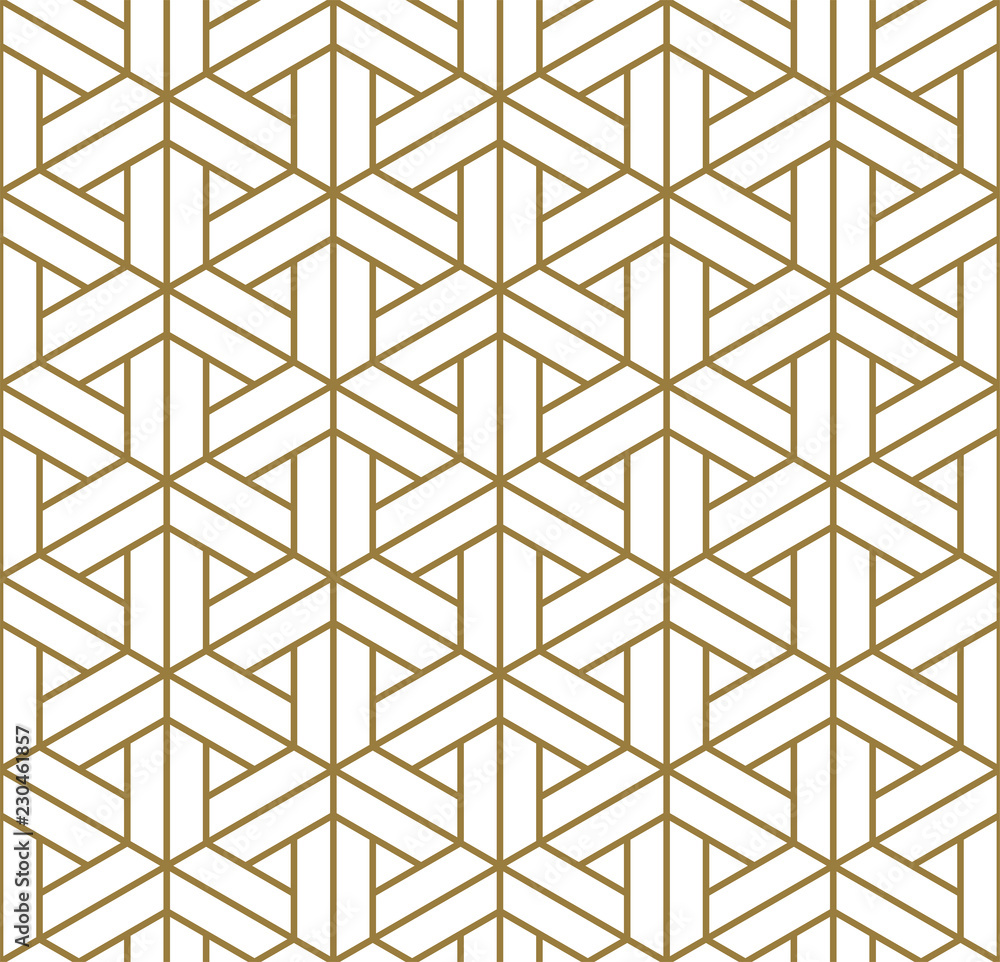 Seamless japanese pattern shoji kumiko in golden.Average thickness.