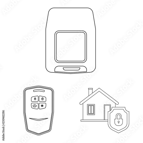 Vector design of office and house icon. Set of office and system stock symbol for web.