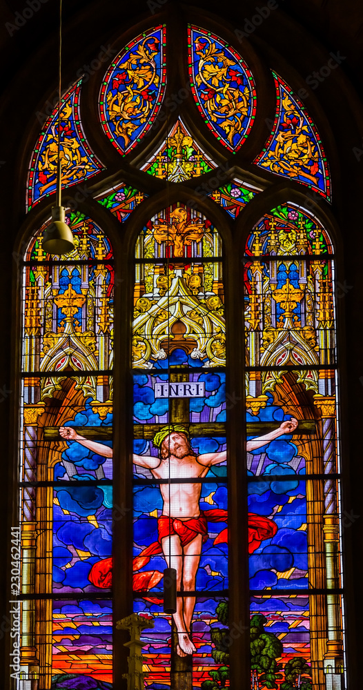 Jesus Crucifixion Stained Glass All Saints Castle Church Wittenberg Germany