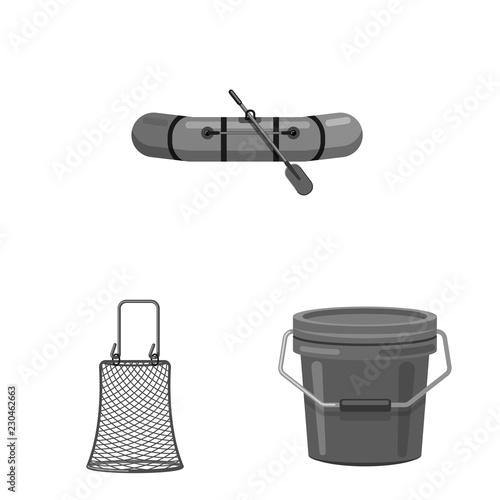Isolated object of fish and fishing symbol. Collection of fish and equipment vector icon for stock.