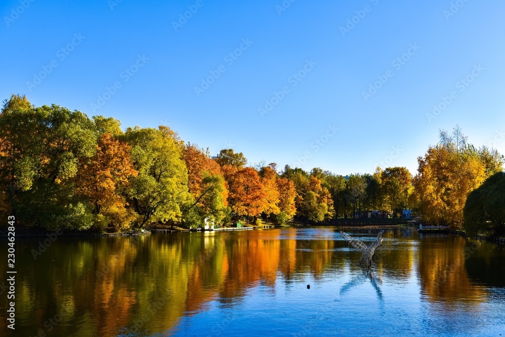 Golden autumn with pond