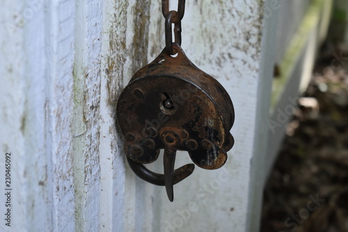 padlock on old door