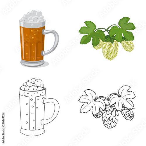 Isolated object of pub and bar icon. Set of pub and interior vector icon for stock.