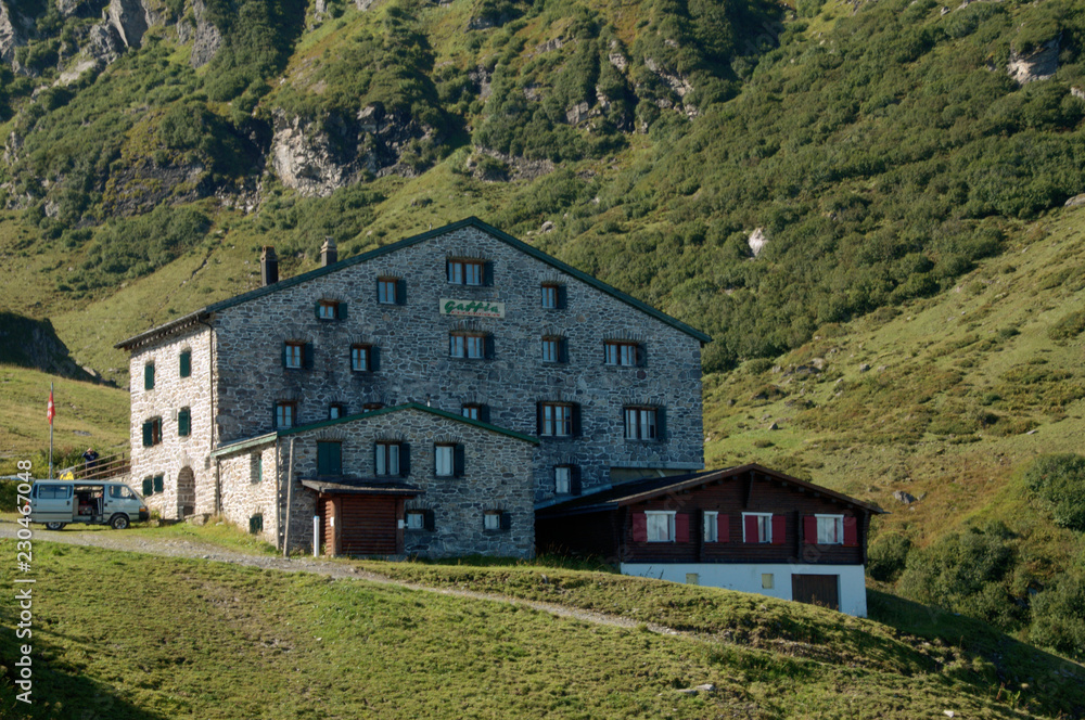 Gaffia, mountain guest house and hotel on the Pizol, Swiss Alps