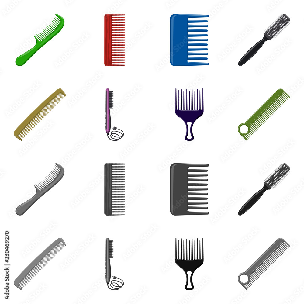 Vector design of brush and hair icon. Set of brush and hairbrush vector icon for stock. Vector design of brush and hair icon. Set of brush and hairbrush vector icon for stock.