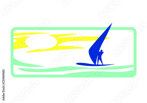 windsurfer in the sea. vector image for illustration