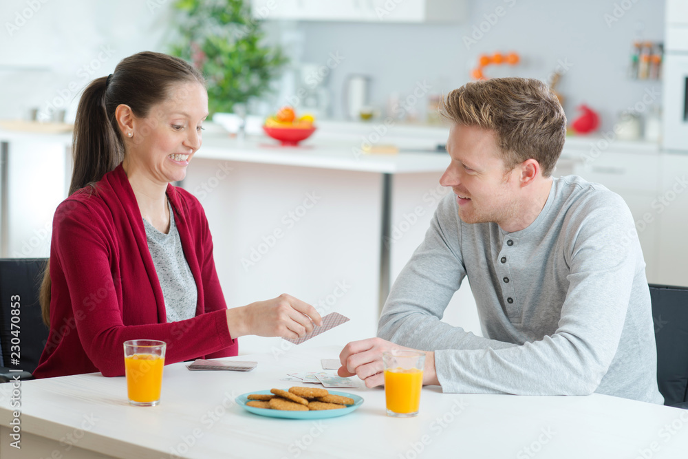 couple enjoying a breakfast together at home