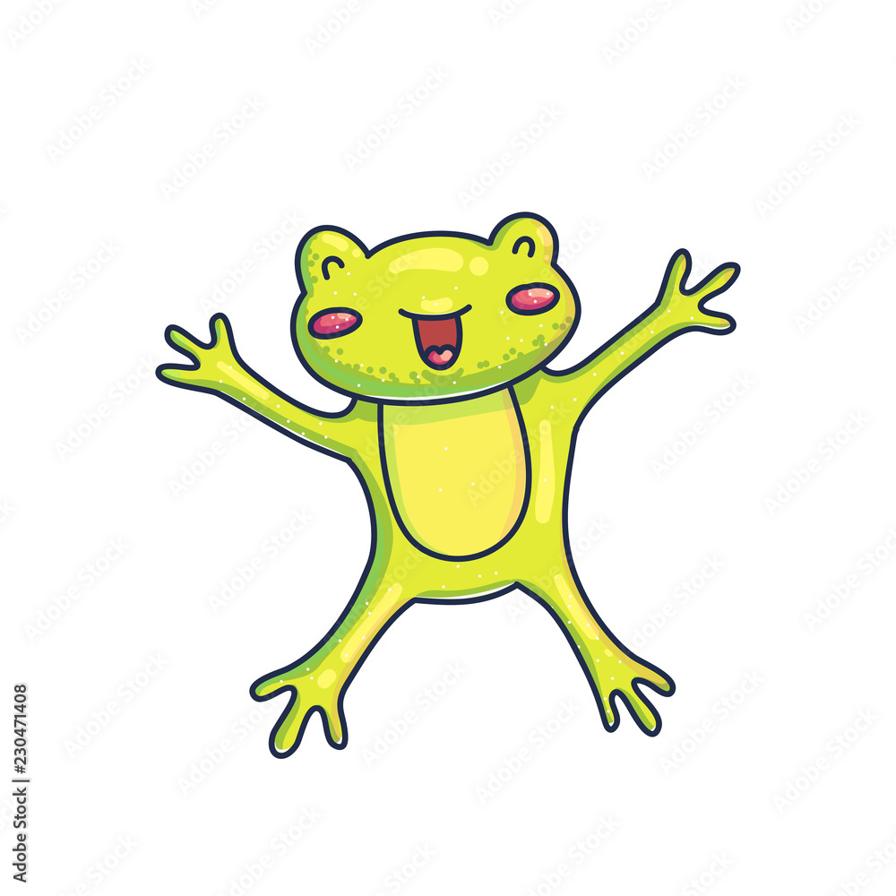 Obraz premium Charming cartoon happy frog
