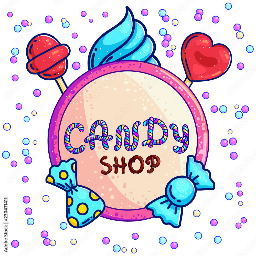 Stylish advertising logo for candy shop