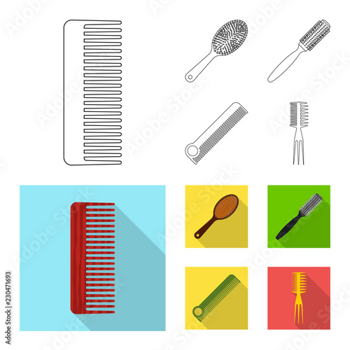 Vector design of brush and hair symbol. Collection of brush and hairbrush vector icon for stock.