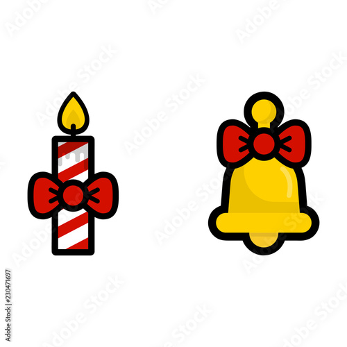 christmas candle and christmas bell vector image