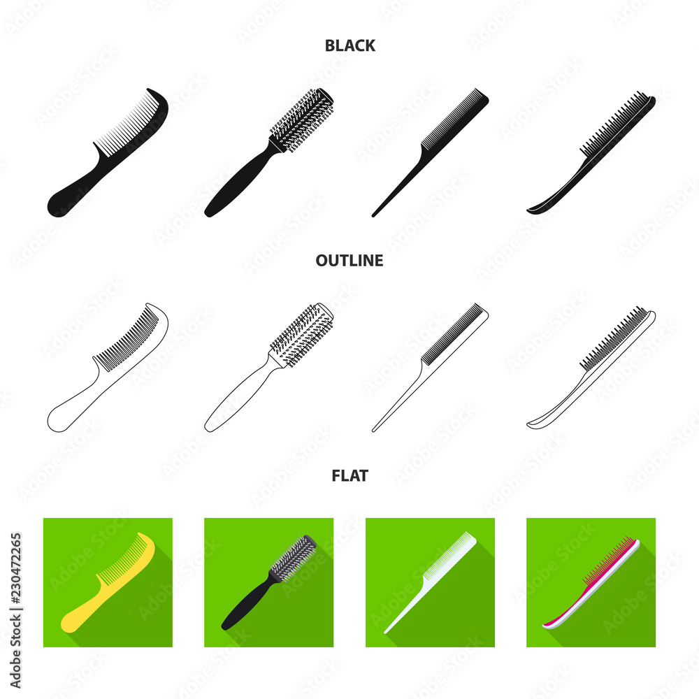Vector design of brush and hair symbol. Collection of brush and hairbrush vector icon for stock.