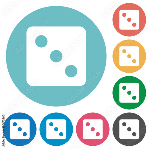 Dice three flat round icons