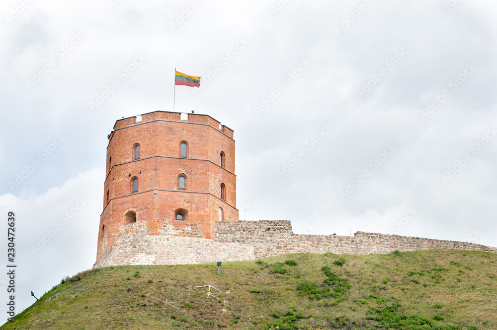 The famous Gediminas' Tower at cloudy day in Vilnius, Lithuania.