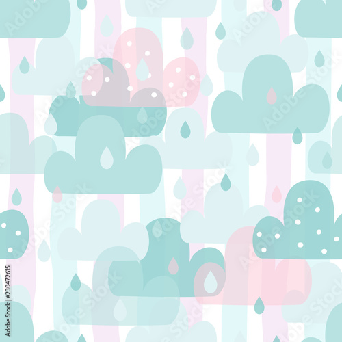 Cute hand drawn clouds Seamless pattern. vector illustration