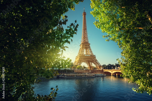 Seine in Paris with Eiffel tower
