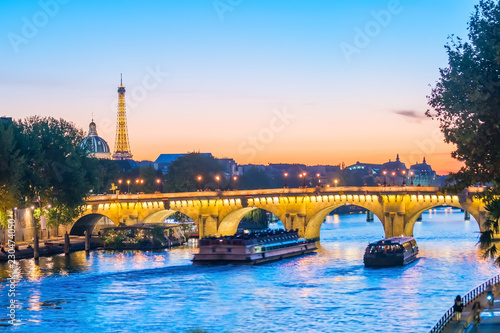 Sunset view of Paris skyline with Eiffel tower