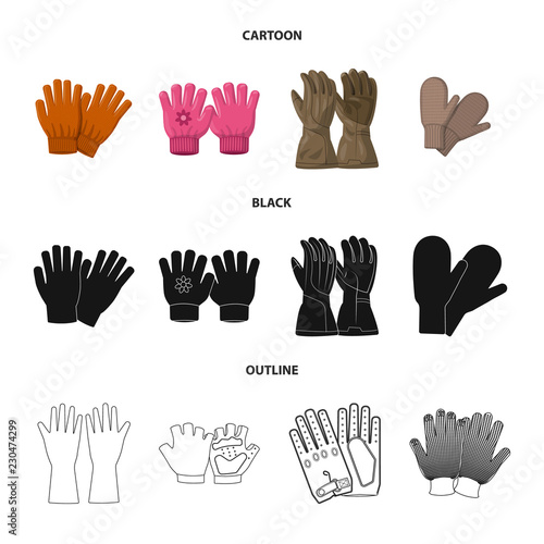Vector illustration of glove and winter icon. Collection of glove and equipment vector icon for stock.