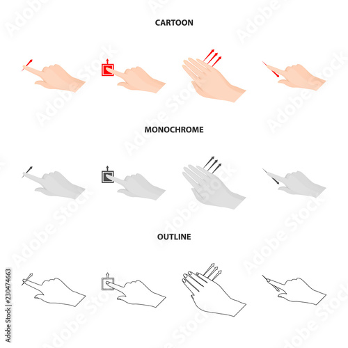 Vector design of touchscreen and hand logo. Set of touchscreen and touch vector icon for stock. © Svitlana