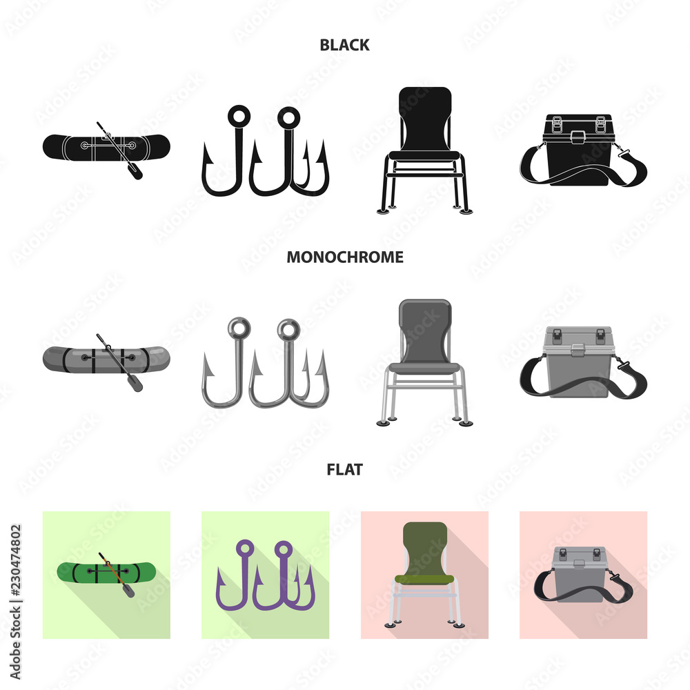 Isolated object of fish and fishing sign. Collection of fish and equipment stock symbol for web. Isolated object of fish and fishing sign. Collection of fish and equipment stock symbol for web.