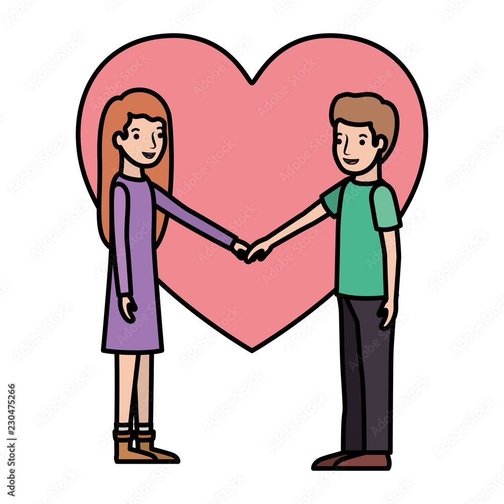 couple with heart love avatar character couple with heart love avatar character