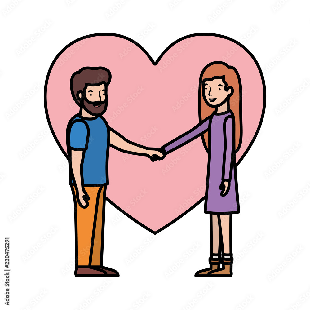 couple with heart love avatar character couple with heart love avatar character
